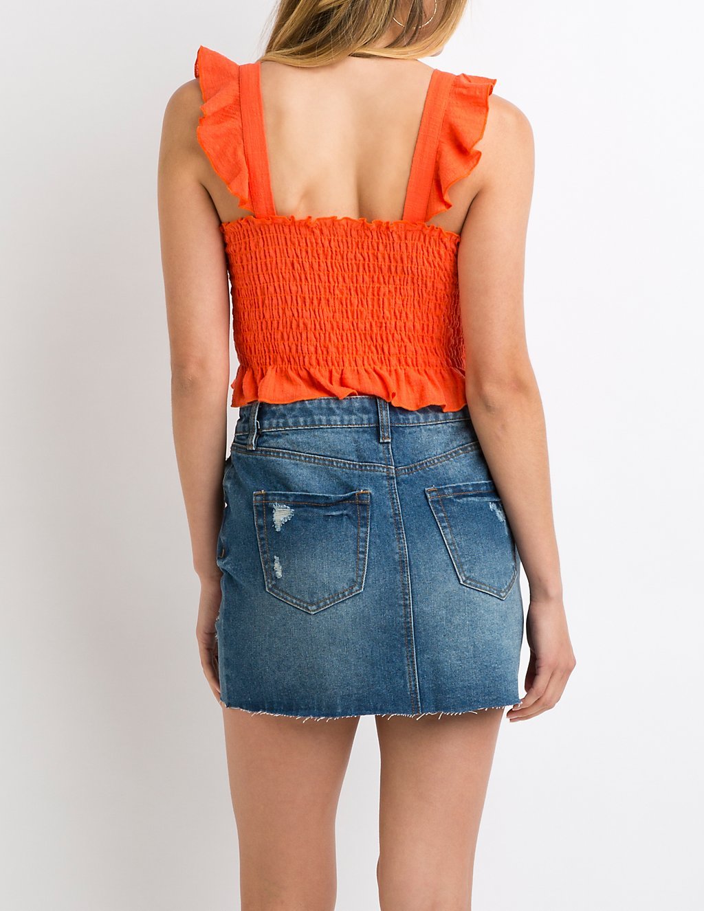 Refuge Frayed Hem Denim Skirt